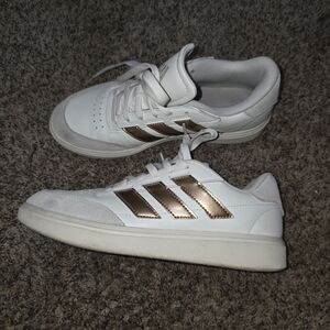 Adidas White and Gold Sneakers